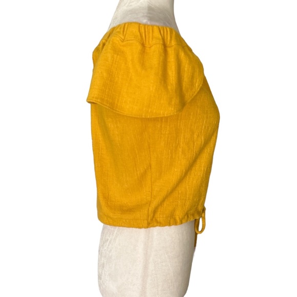 Madewell Off The Shoulder Cropped Tie Front Top in Celestial Gold - XS - Picture 7 of 15